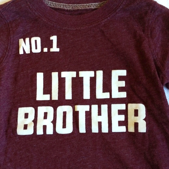carter's maroon little brother graphic long sleeve shirt 12 months baby boy - Picture 2 of 6